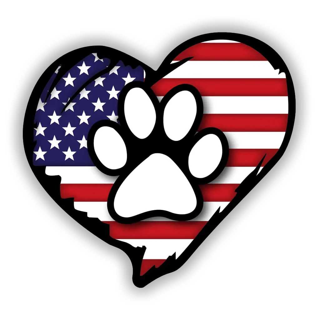 American Flag Paw Decal